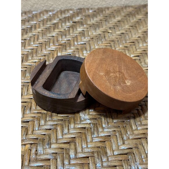 Vintage K. Altman Signed Handmade Wooden Round Puzzle Box - Picture 4 of 8